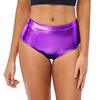 Damen Hotpants Wetlook Shorts Shiny Booty Shorts Bikinihose High Waist Yoga Shorts Clubwear