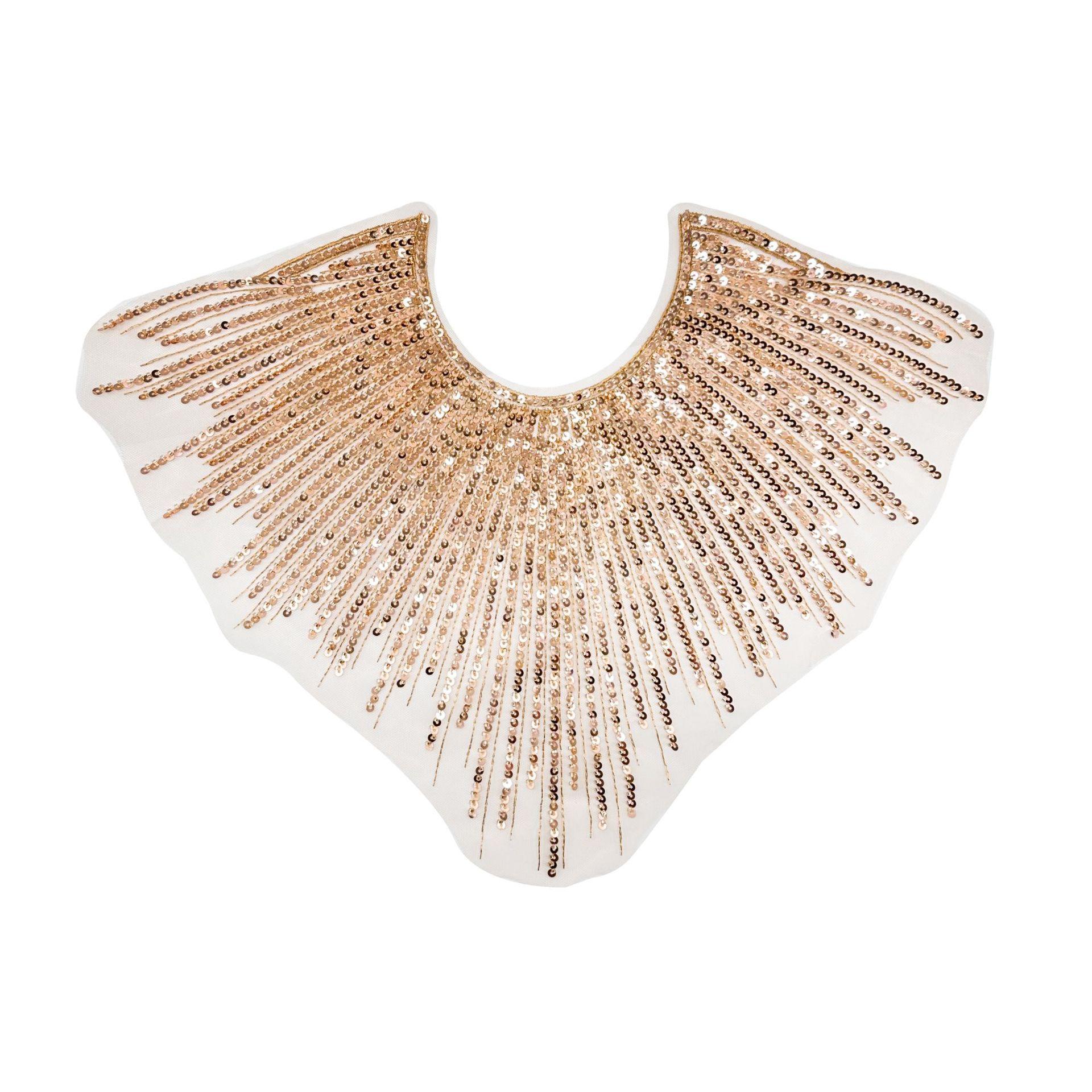 

Shining Sequins Lace Collar Beaded Applique Neckline Patch Sew on Lace Neckline Women Clothes шампанского