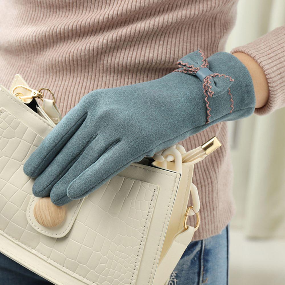 Accessories Bow Solid Color Korean Style Mittens German Fleece  Gloves Women's Gloves