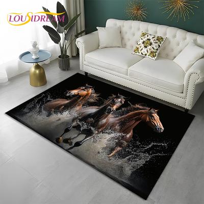 3D-Teppich mit gallantem Pferdeross und Tiermotiv, für Zuhause, Wohnzimmer, Schlafzimmer, Sofa, Fußmatte, Dekor, Kinderteppich, rutschfeste Bodenmatte