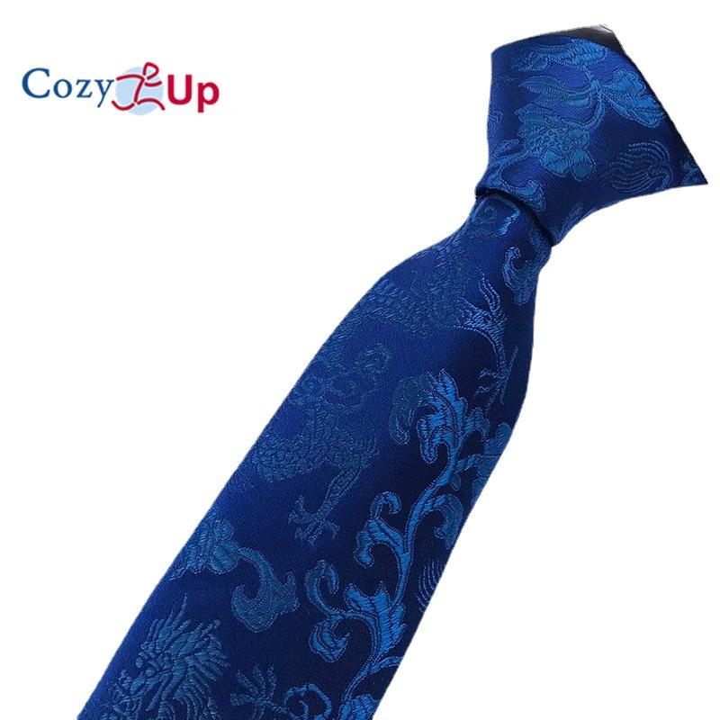 Cozy Up Men Tie Groom Best Man Chinese Dragon Pattern Casual and Fashionable 146x8x3.5cm