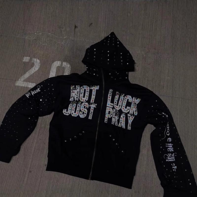 

Европейский и американский нишевый буквенный мужской и женский свободный уличный хип-хоп худи с капюшоном XL чёрный