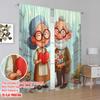 2pcs,2D Plane Printing Curtain Popular Grandmother and Grandfather Love Story Polyester Easy Install (without Rod) Holiday Ldeal