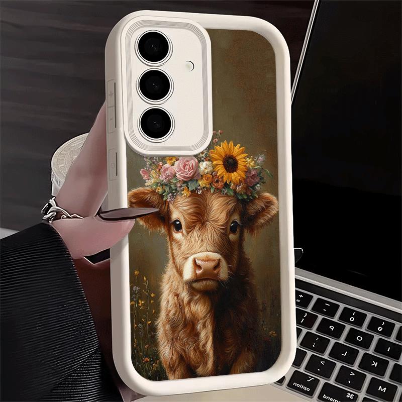 Coque de téléphone pour Samsung Galaxy A17 A16 A15 A14 A13 Vache des Highlands Mignonne A56 A36 A26 A55 A35 A25 A54 A34 A24 A53 A33 A23 A07 A06