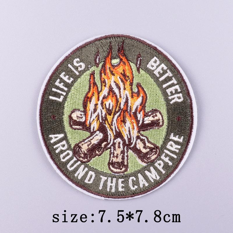 Wilderness Patch Iron On Patches For Clothing Outdoor Embroidered Patches On Clothes Camping Embroidery Patch Hook Loop Stickers