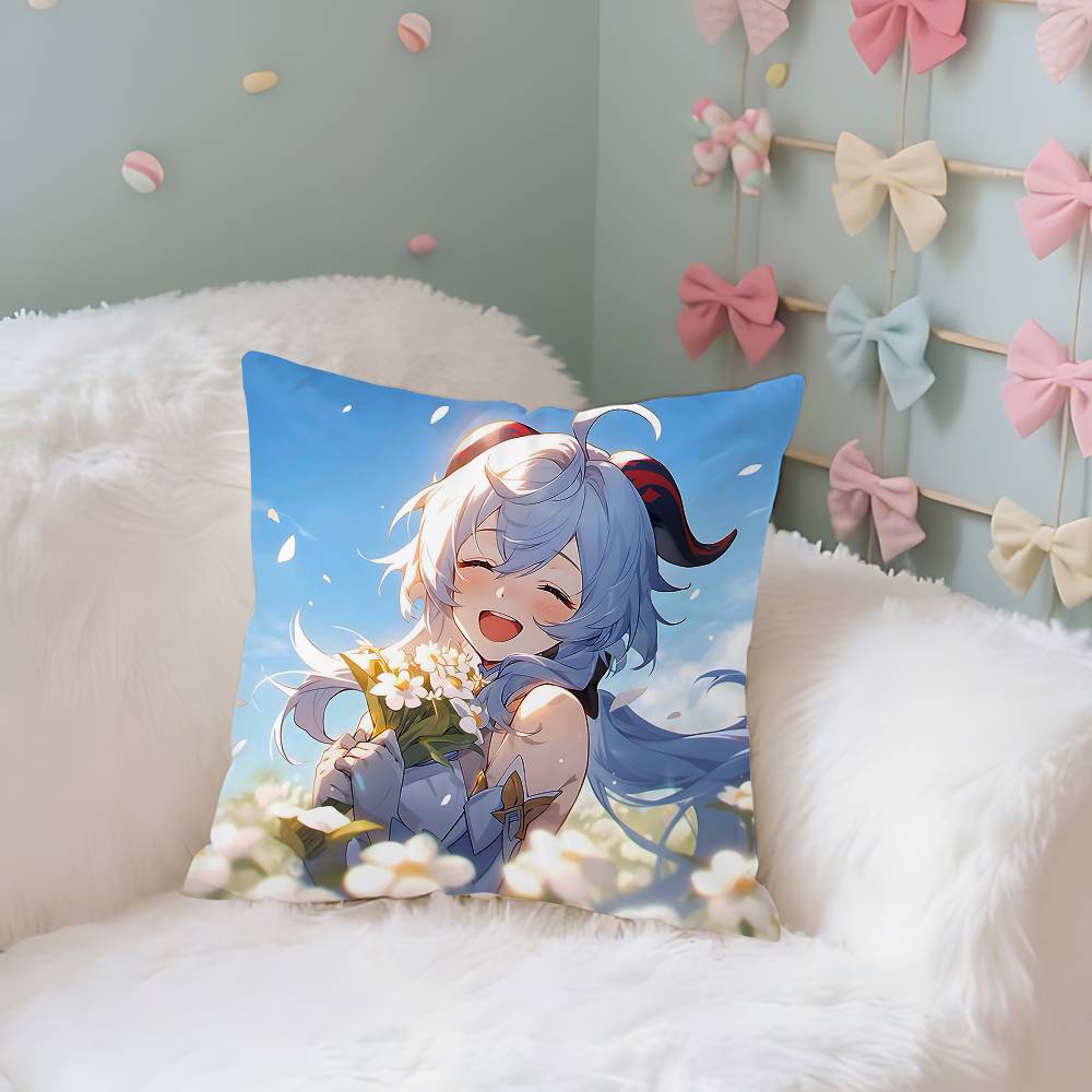 GGanyuGGenshin Case Plush Fabric Soft Pillowcase Double Sided Print Cushion Cover Household Gifts