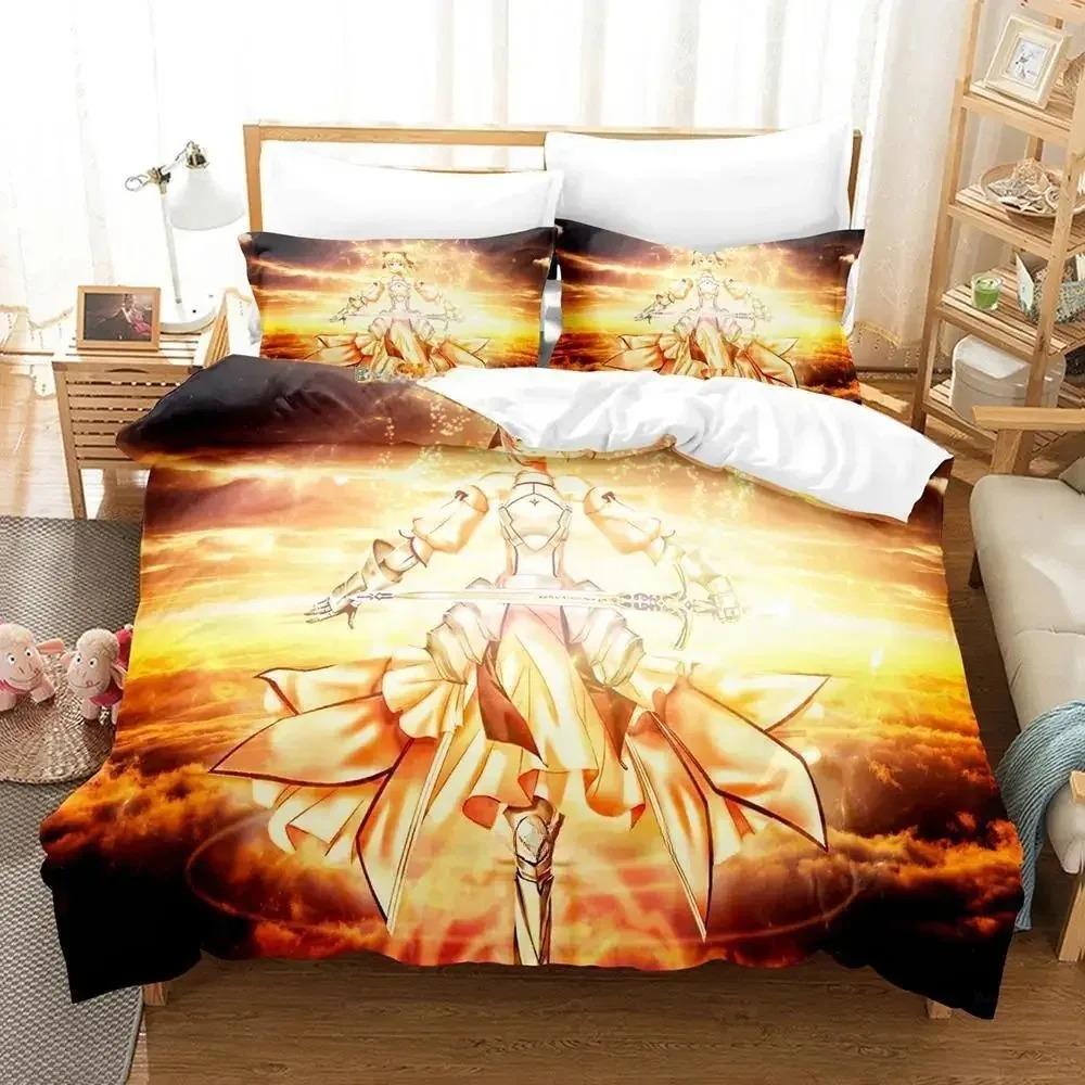 3D Print Anime FateStay Night Unlimited Blade Works Bedding Set Cartoon Anime three-piece set Adult Kid Bedroom Duvetcover Sets