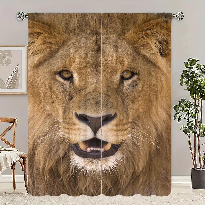 

Степной лев - Штора с HD-печатью - Полиэстер - Подходит для спальни, гостиной, кабинета (настраиваемый) 29Wx64L(75x166CM)x2