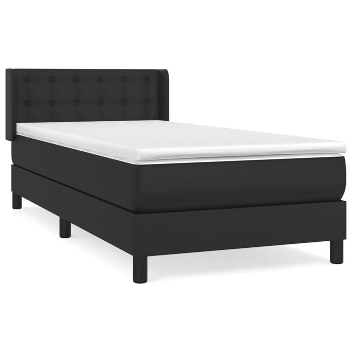 Maison Exclusive - Sommier à lattes de lit avec matelas Noir 90x200 cm Similicuir