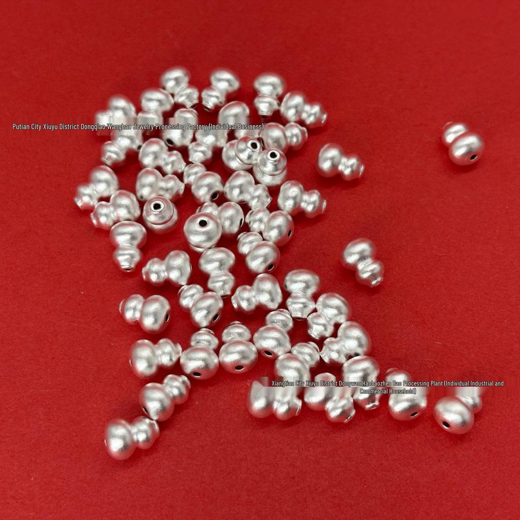 Sterling Silver 999 Frosted Gourd Bracelet Beads DIY Jewelry Accessories