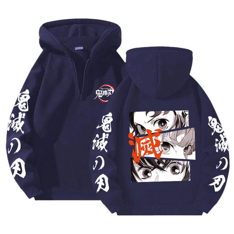 Demon Slayer Harajuku Anime Hoodies Men Kawaii Manga Graphic Zipper Coats Kimetsu No Yaiba Cartoon Printed Streetwear Sweatshirts Unisex Pullover Tops