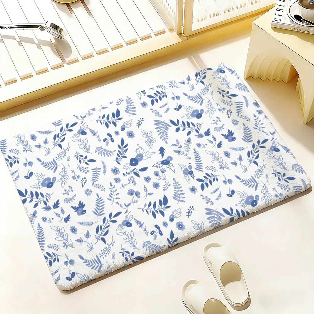 Blauw en wit porselein Vloermat Slaapkamer Woonkamer Flanellen Deurmat Antislip Woondecoratie
