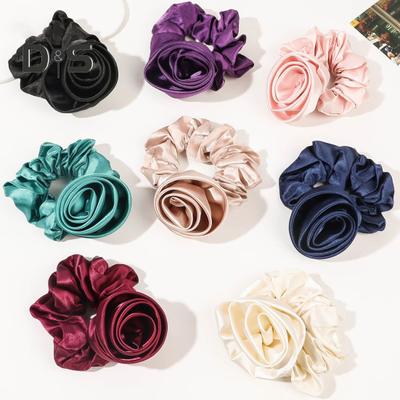 Rose Flower Decor Hair Rope Large Elastic Hair Tie Rose Rubber Hair Band Women Horsetail Holder Hair Accessories