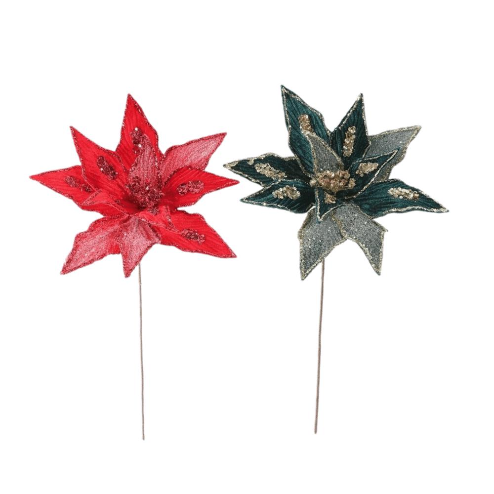 32CM Künstliche Weihnachtssternblume Pailletten Glitzer Simulationsblumen Funkelnde Weihnachtsglitzerblume Weihnachtsbaumzubehör