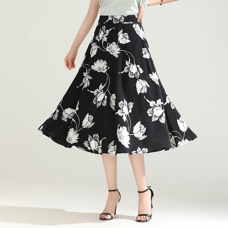Bust skirt women's summer pleated skirt medium and long pendulum a word women's drape skirt high waist and thin umbrella skirt 2024