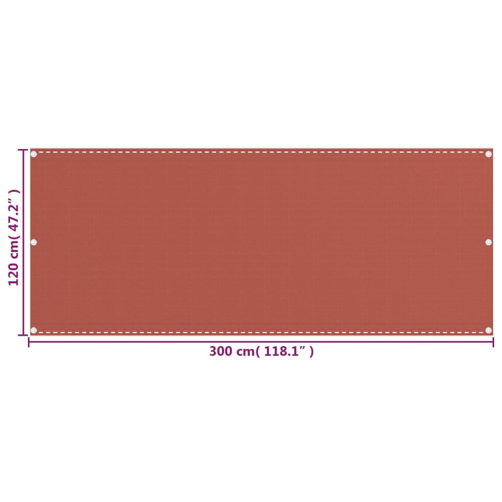 Balcony Privacy Screen Terracotta Red 120 X 300 Cm HDPE