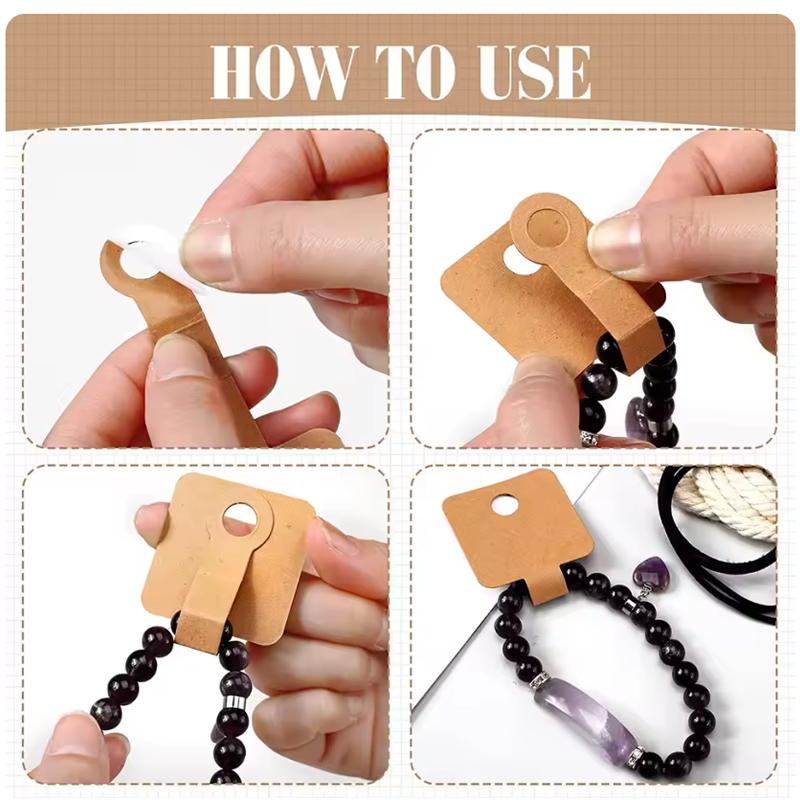 100pcs Foldable Kraft Paper Packing Cards For DIY Jewelry Display Holders Handmade Necklace Bracelet Retail Price Tags