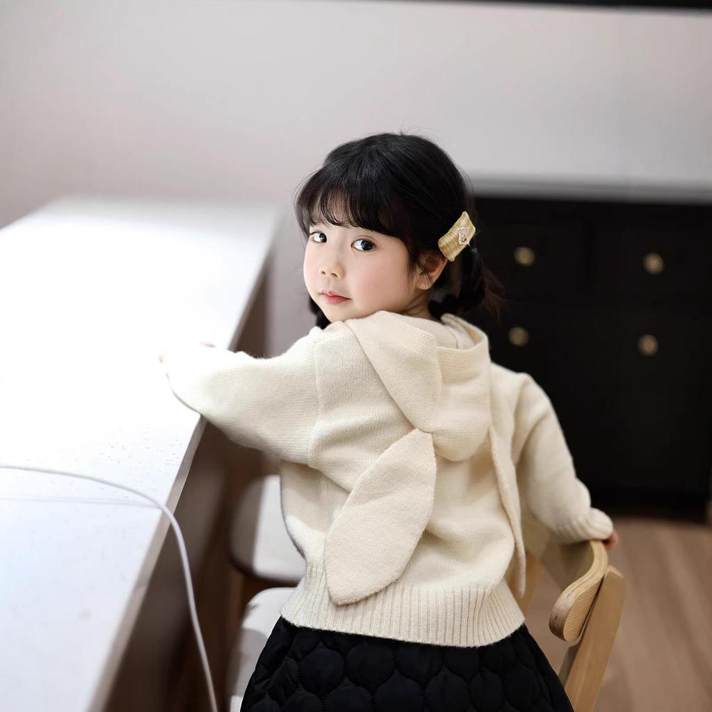 Mädchen-Set 2025 Koreanischer Stil Herbst/Winter – Weißer Kaninchen Pullover
