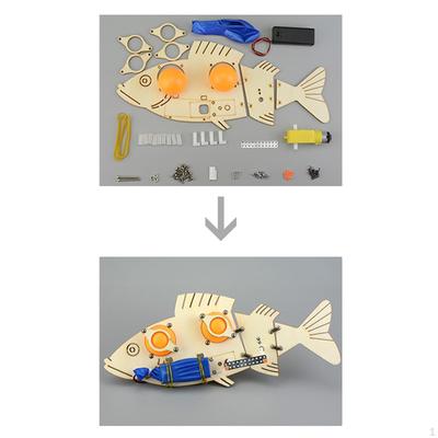 Electric Fish 3D Wooden Puzzle Hand Assemblable Wood Education Toys Experiment Model for Ages 7-12