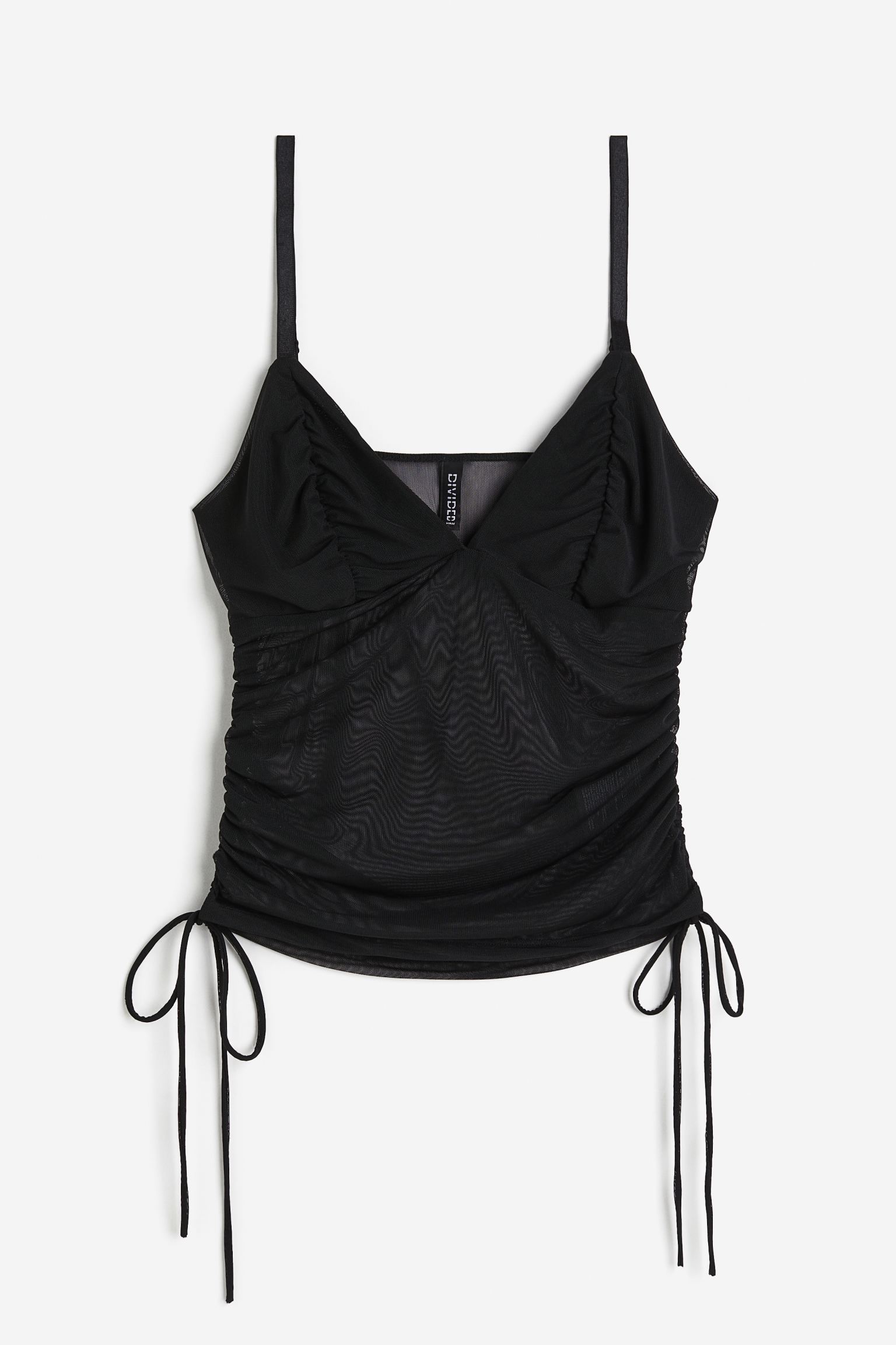 

Drawstring-detail mesh top