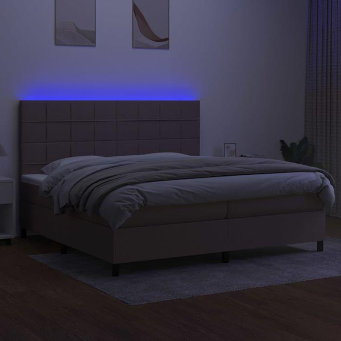 Maison Exclusive - Sommier à lattes de lit et matelas et LED Taupe 200x200cm Tissu