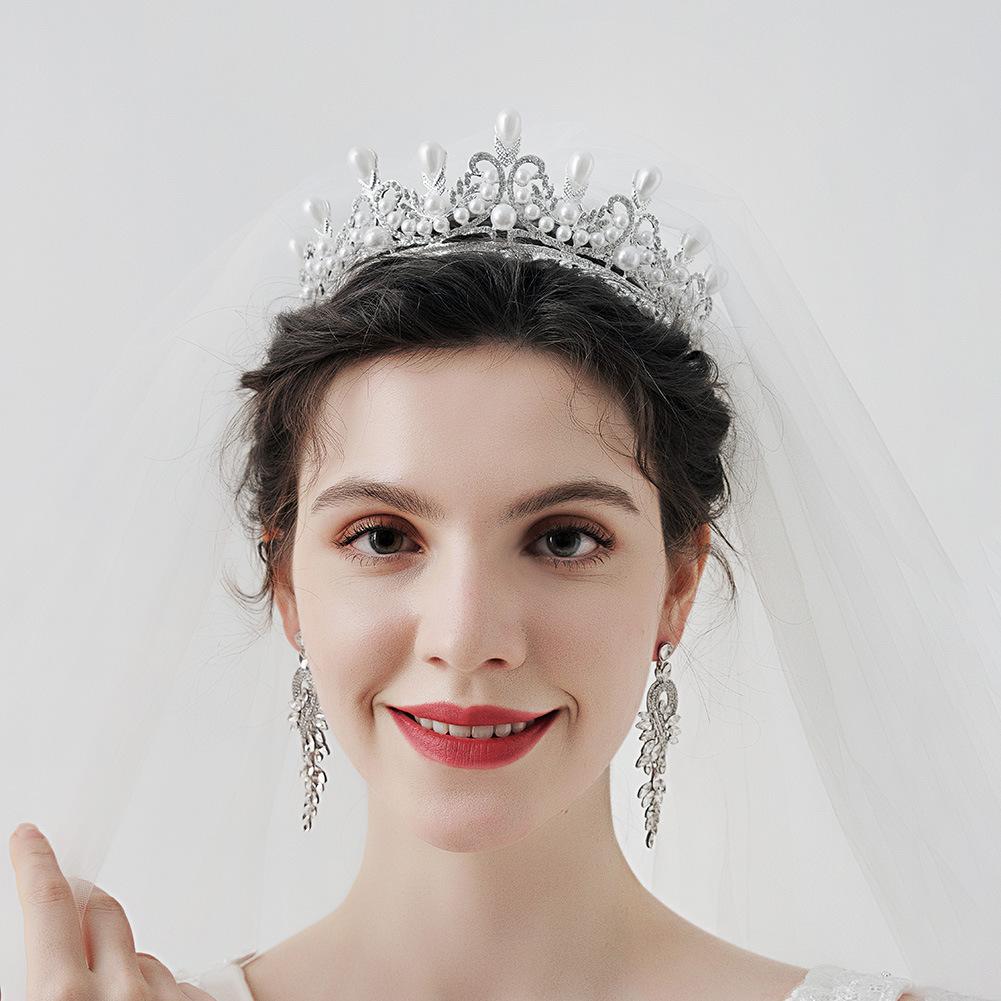 Headpiece Rhinestone Crown With Pearl Classic Crystal Princess Wedding Crowns Bridal Tiaras for Party Hair Accessories