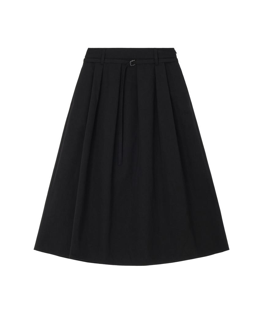 Lee Cotton Pleated Long Skirt Black