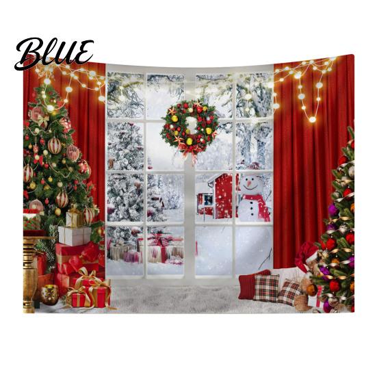 Christmas Wall Hanging Snow Scene Tapestry Holiday Backdrop Xmas Tree Cloth for Window Wreath Tapestry Bedroom Living Room 59x39 Inch Party