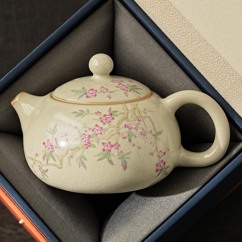 Beige Ru Kiln Xishi Teapot Teacup Kung Fu Tea Set Single Pot Home Ceramic Tea Maker Tea Pot