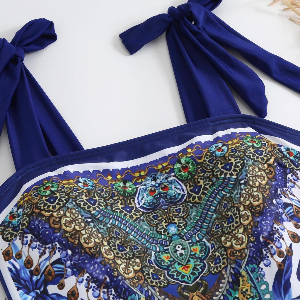 2025 Retro European & American One-Piece Swimsuit with Chiffon Skirt - Conservative & Sexy Design for Women