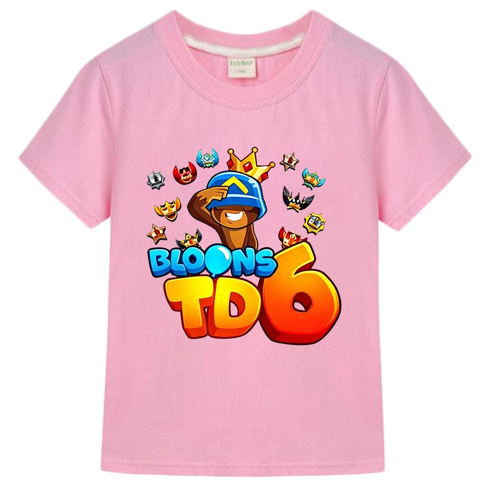 100% Cotone Gioco Bloons TD 6 Maglietta per Bambini Stampa Cartoon T-shirt per Bambini Streetwear Ragazzi Ragazze Top Estivi Girocollo Manica Corta