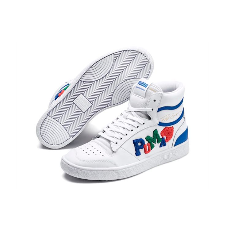 Puma Ralph Sampson Mid Badges - White Palace Blue Unisex Sneakers Grey-Violet 371769-01