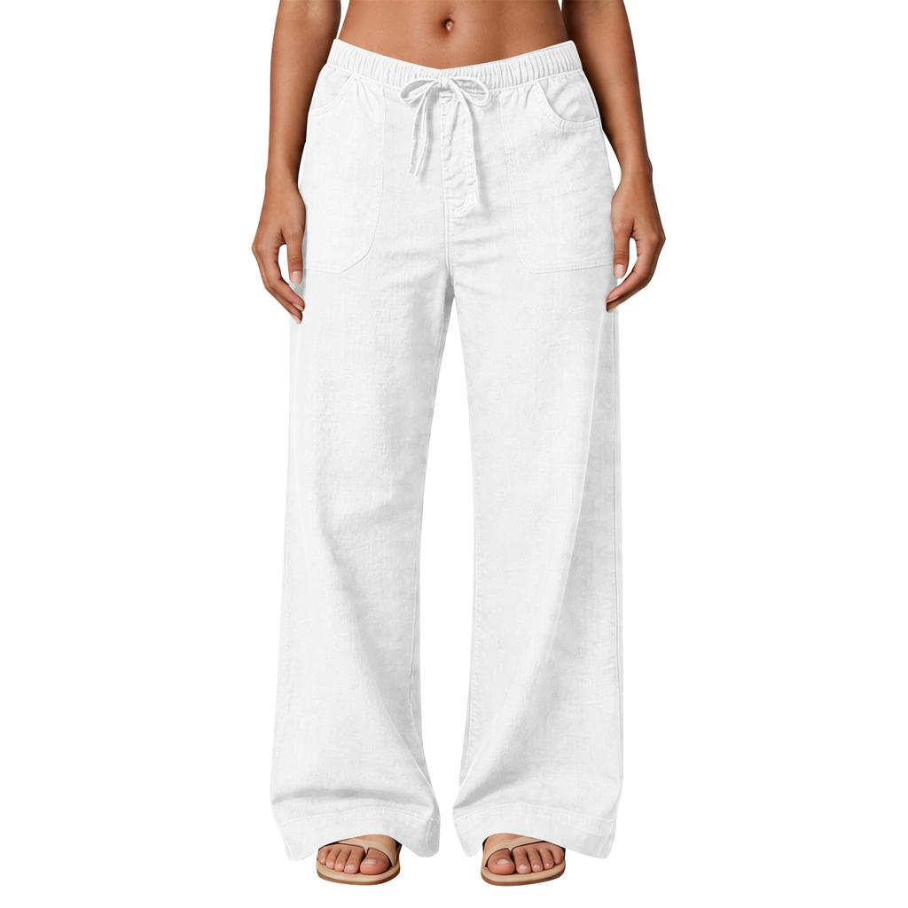 Women's Loose-fitting Wide-leg Pants, Casual Loose-fitting Pants, High-elastic Waistband, Long Pants With Pockets