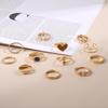 Fashionable Heart-Shaped Rings Set: Twisted Design with Micro-Inlaid Diamonds, 12 Pieces