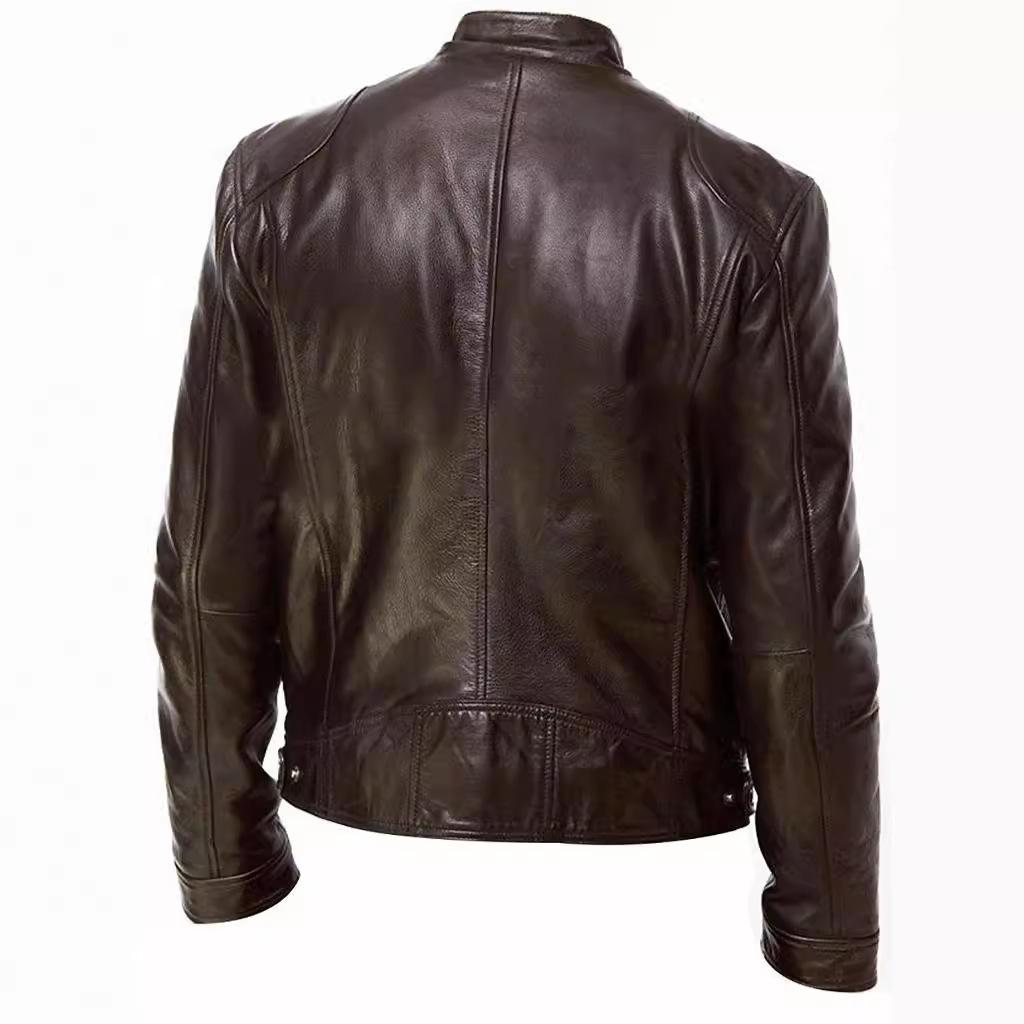 Jacket Mens Motorcycle PU Jacket Slim Fit Jackets Autumn Zipper Windproof Leather Coat Men Clothing Plus Size
