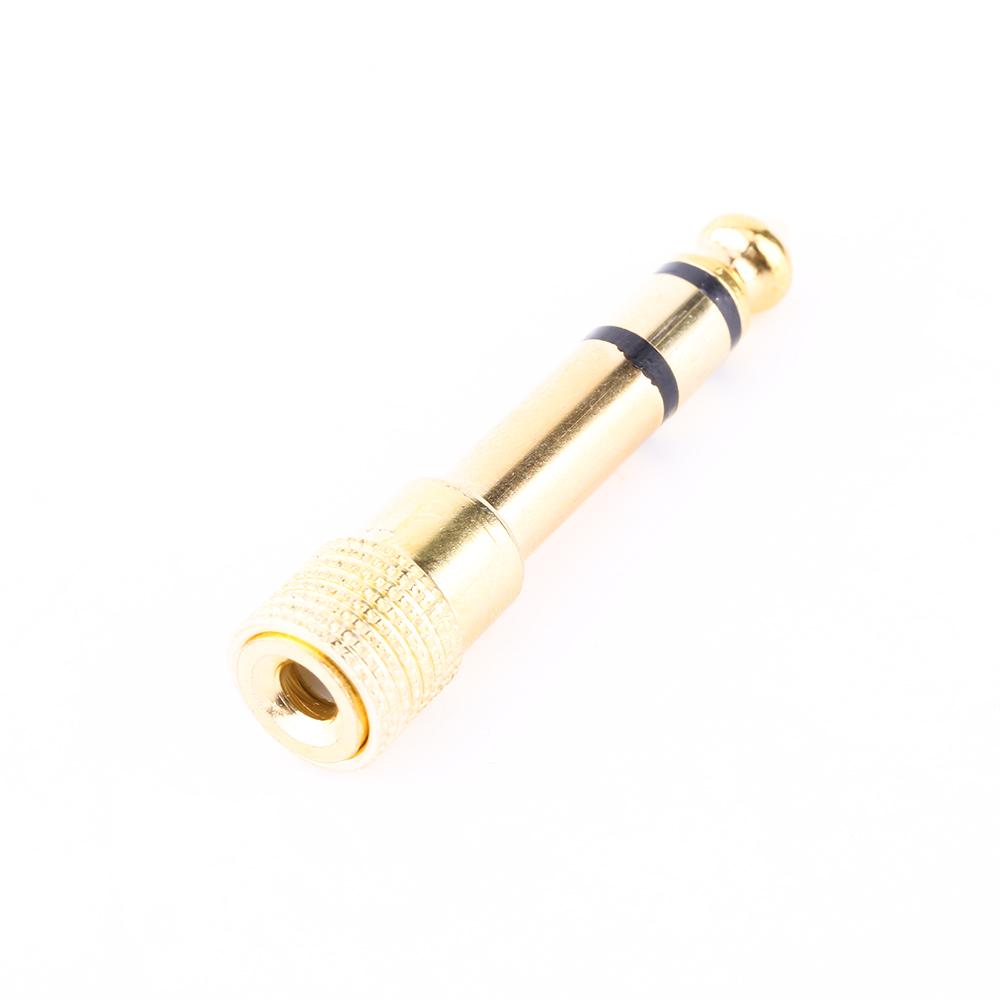 3.5mm Female To 6.5mm Male Stereo Headphone Audio Plug Jack Adapter Gold
