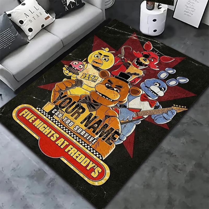 Fnaf Celebration Custom Name Carpet Rug For Living Room Bedroom Home Sofa Decoration Kids Play Nonslip Floor Mat