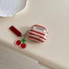 ins niche retro red striped cherry for airpodspro1 protective case airpods 1st generation earphone cover
