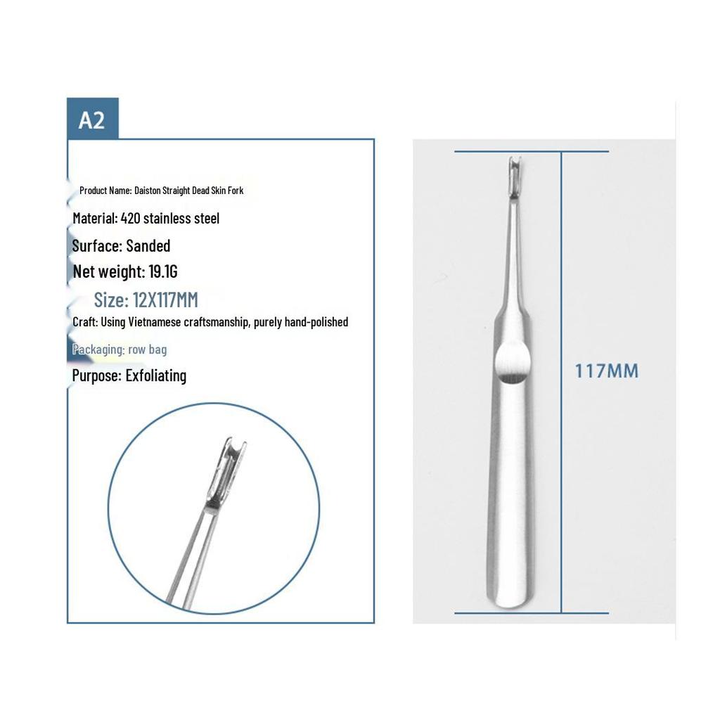 V-förmiger Hornhautentferner aus Edelstahl & Maniküre-Schieber