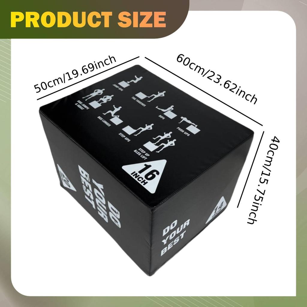 3 in 1 Plyometric Jumping Box Versatile Step for Gym Exercise Workout 50x40x35cm