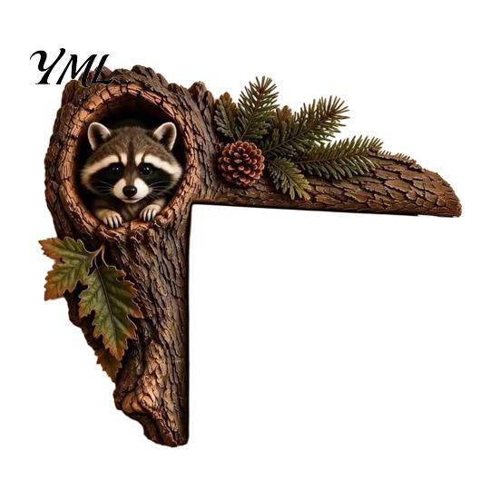 Decorative Accents for Reading Nooks Chipmunk Tree Door Topper, Squirrel Owl Wooden Frame Sign, Funny Whimsical Woodland Decor Animals Corner