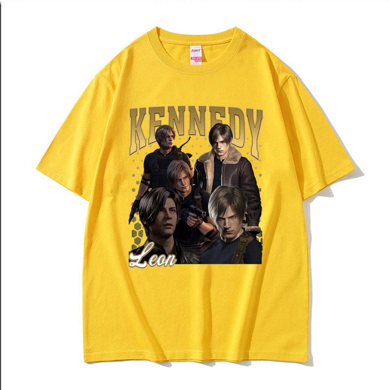 Limited Leon Kennedy Vintage Graphic T Shirt Dent Evil 4 Harajuku Movie Tee Shirt Unisex Women Fashion Oversized Tshirt Streetwear