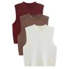 Women's Slim-Fit Sleeveless Knit Vest with Half-High Collar