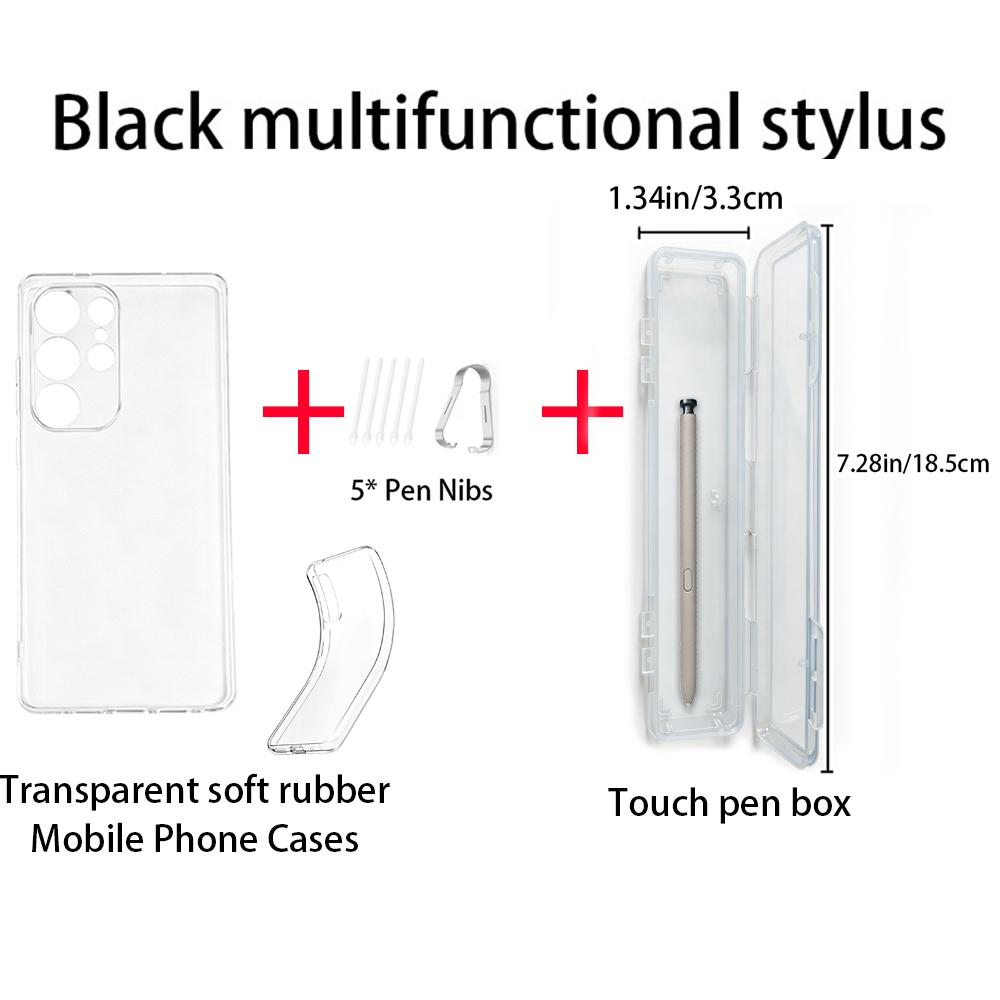 3-delige Accessoires Kit voor Samsung Galaxy S25 Ultra: EJ-PS938 S Pen Stylus (Niet-BLE) + Extra Penpunten + Zachte Transparante TPU Telefoonhoes zwart
