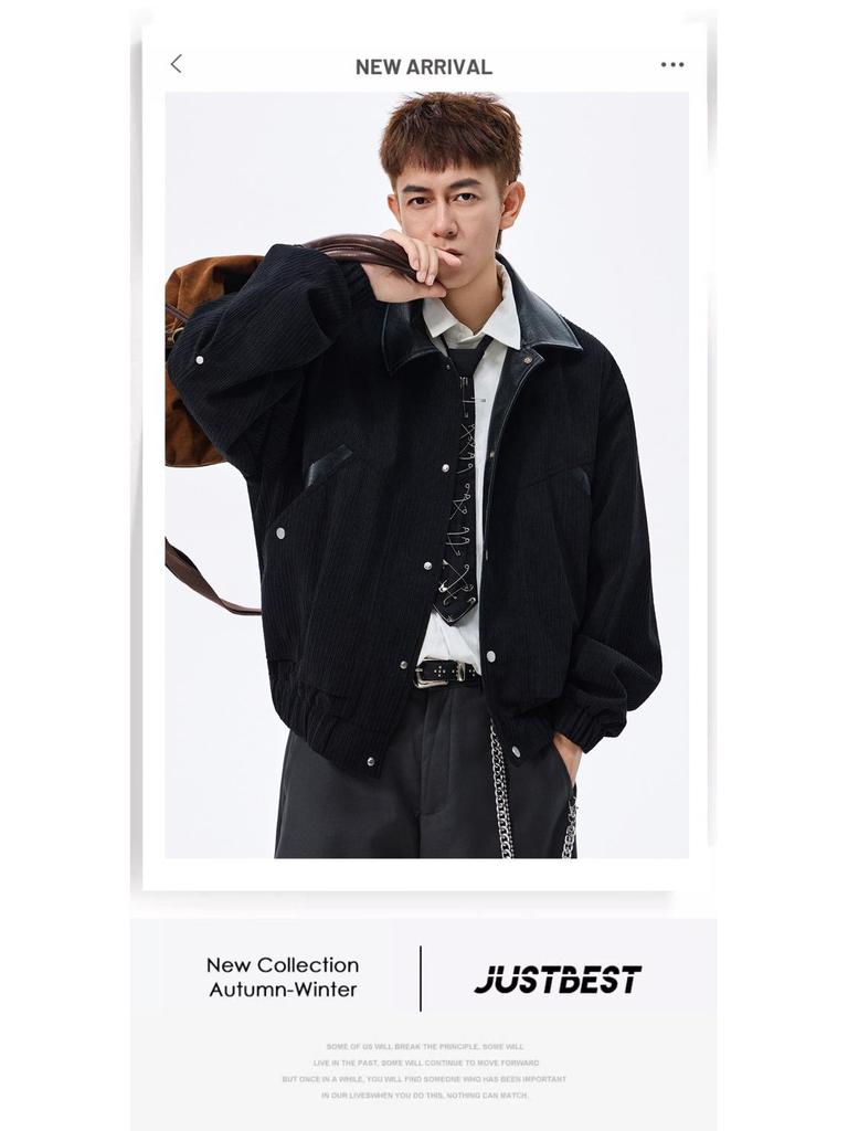 ACU Menswear | Men's Color Block Corduroy Lapel Jacket - 2026 Autumn/Winter High-End Casual Patchwork