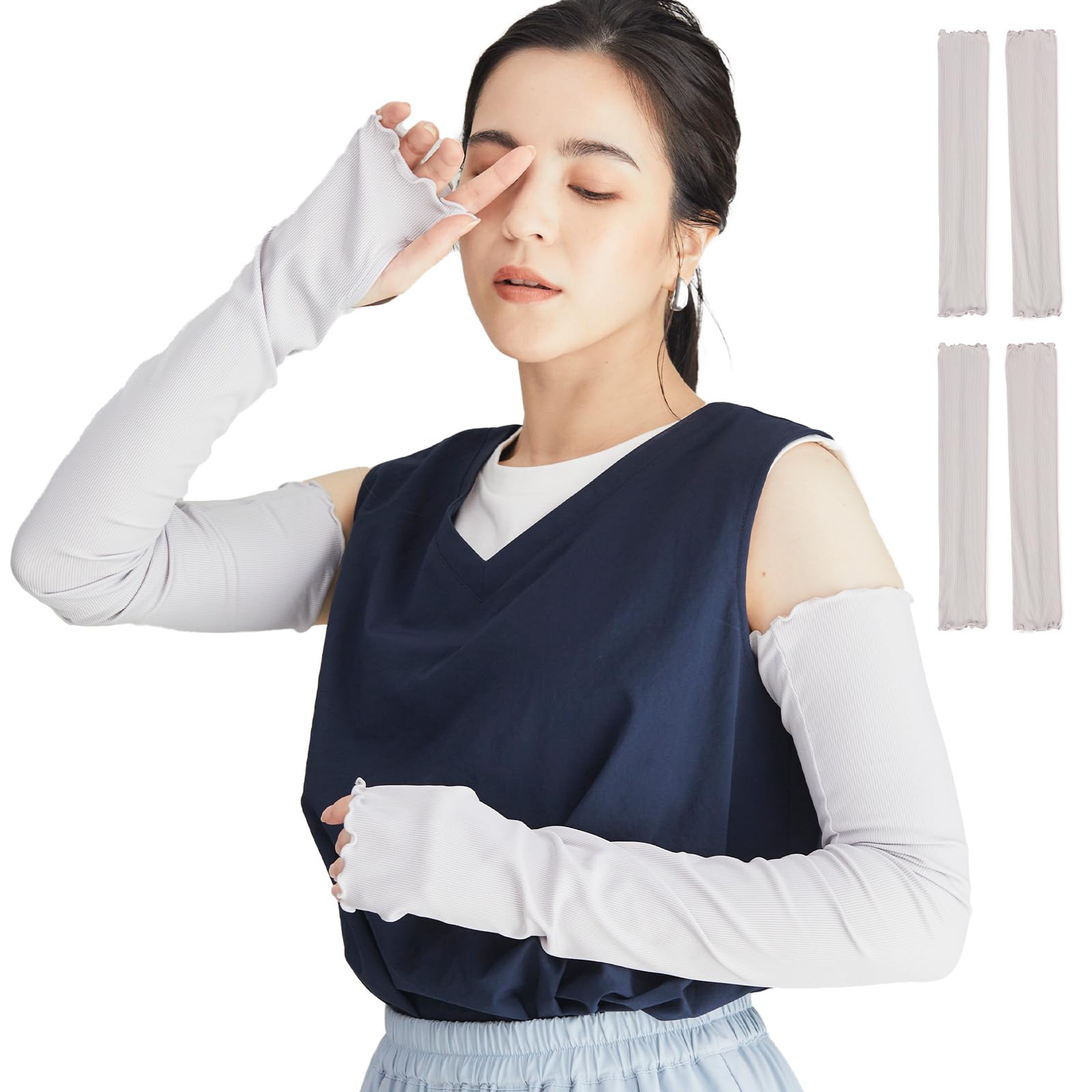 

Рукав UV Sun Cool длинный набор из 2 [Ryokatsu Honpo] Накидки, Защита, Защита, На ощупь, Длина, 60 см, Серый,