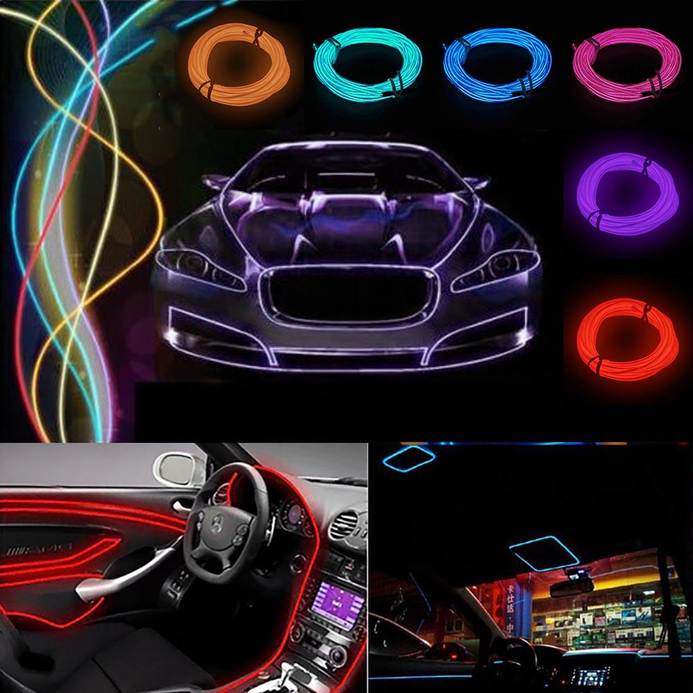 Buy 3M/5M Flexible EL Neon Light Wire Rope Glow Tube Cable Strip Dance ...
