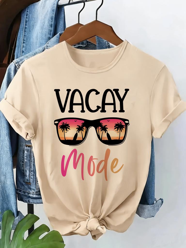 Y2k 90s Vacation Mode Shirt Unisexs Casual Short Sleeve Crew Neck Tshirt Print Harajuku Short Sleeve T Shirt Tops