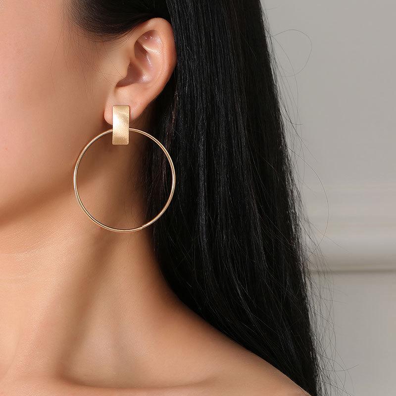 Korean and Japanese Style Simple Round Metal Circle Earrings