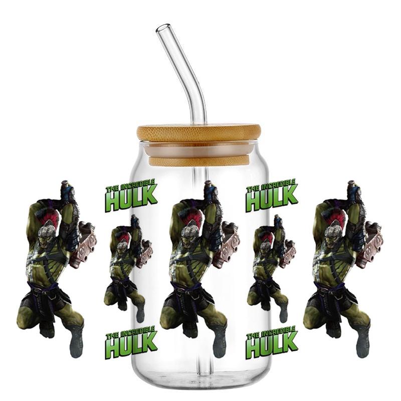 De superheld Hulk UV DTF Waterdichte Transfers Decals16oz Libby Glas Ontwerp Cup Wraps Stickers Kinderen Cadeaus